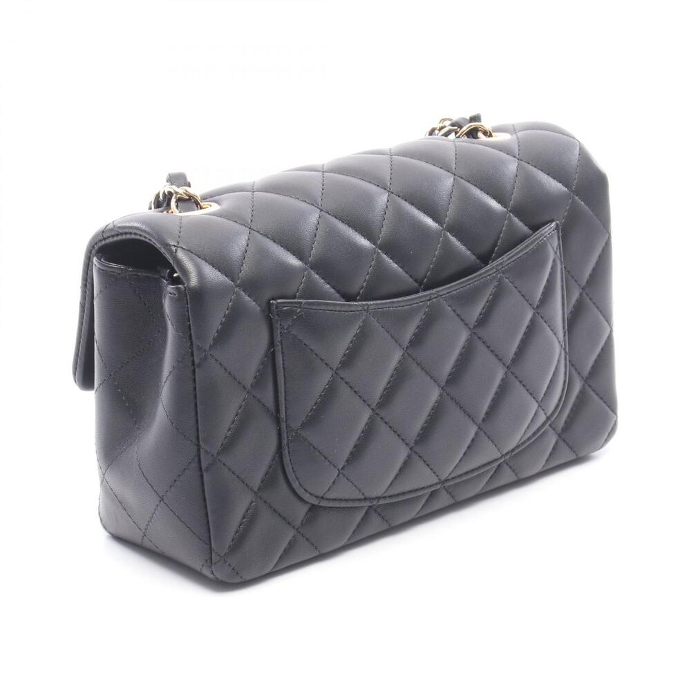 Chanel Black Sheepskin Bag Matelasse Lambskin Shoulder Black